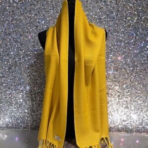 100% Cashmere Highest Purity Pashmina Scarf Twill Weave Design Yellow Mustard